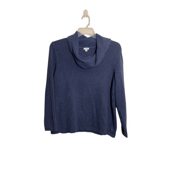 J Jill Sweater Women's Large PWaffle Knit Tunic Cowl Neck Blue Purple Cozycore - Picture 1 of 12